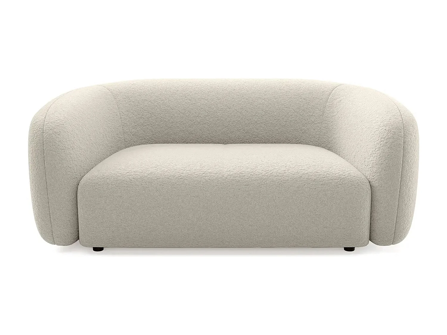 BAHIA - Canapé droit tissu bouclette 2 places - Beige