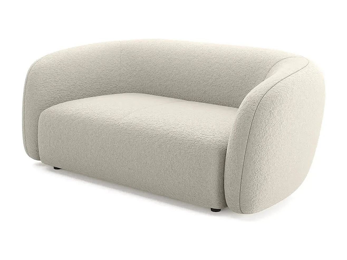 BAHIA - Canapé droit tissu bouclette 2 places - Beige