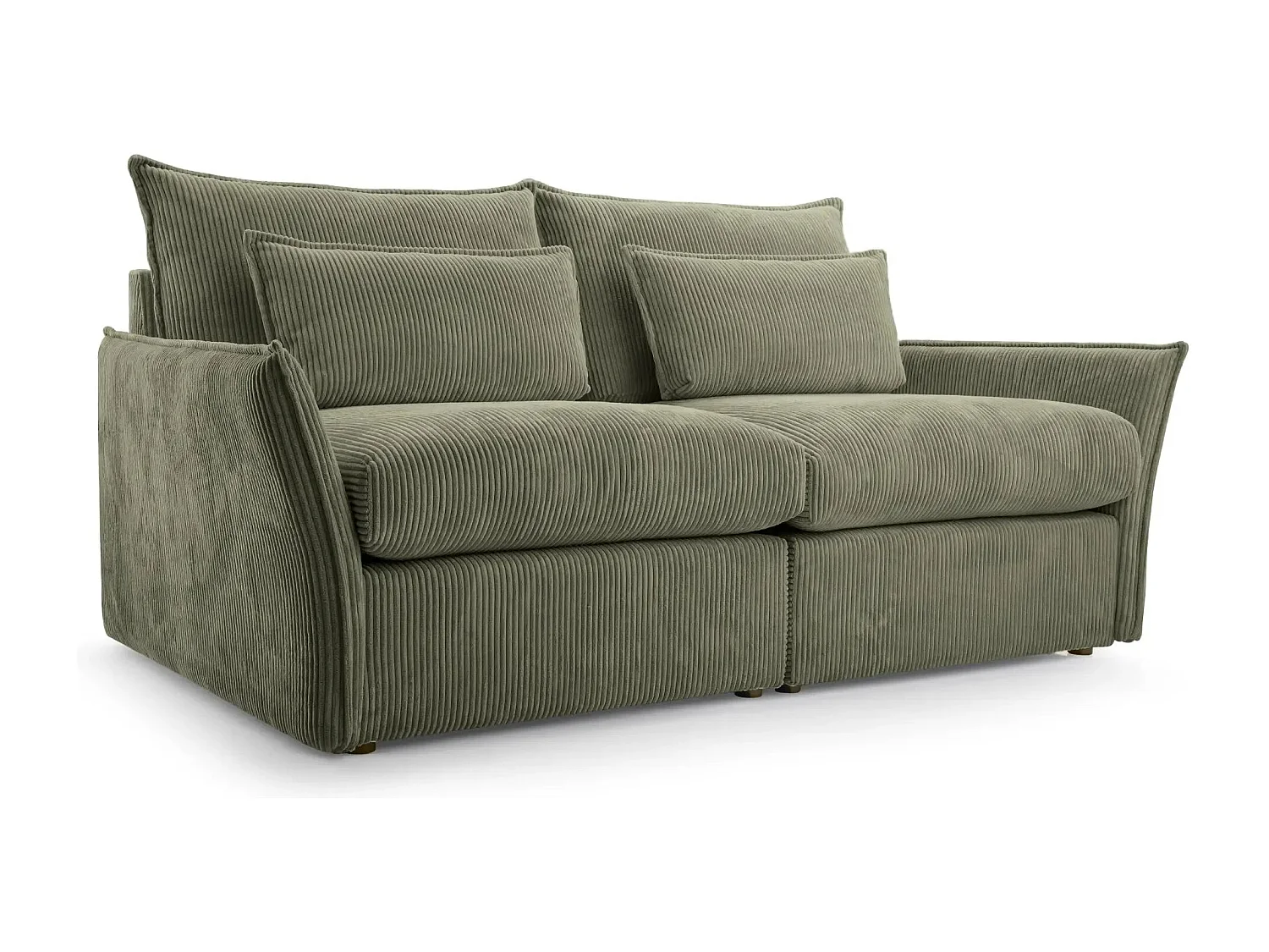 ANGELE - Canapé droit velours côtelé 2 places - Vert