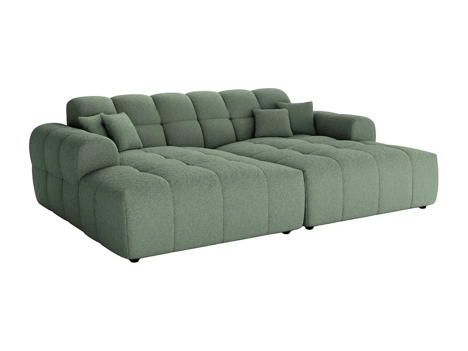 ALEXIA XL - Canapé droit tissu bouclette 4 places - Vert