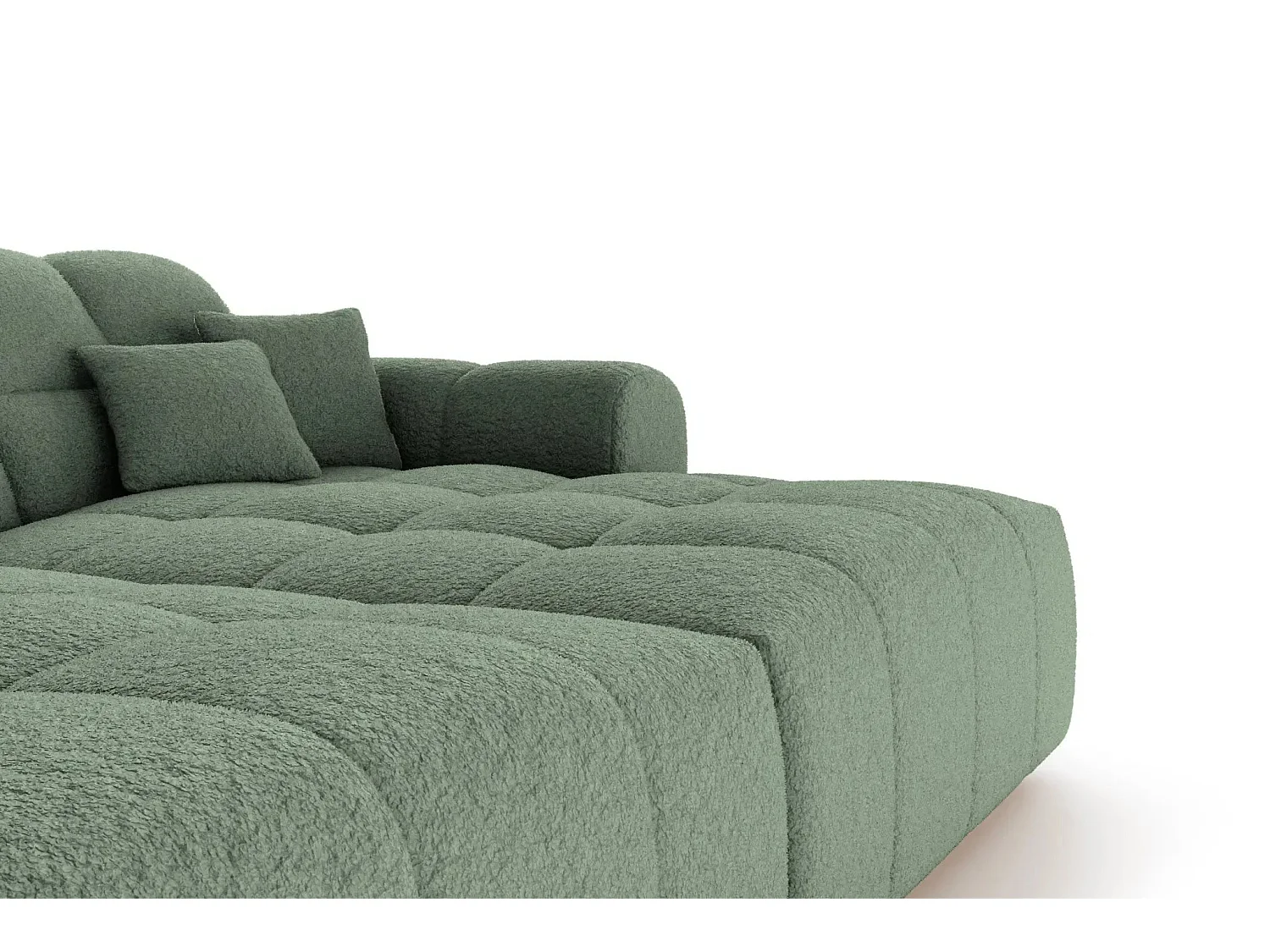 ALEXIA XL - Canapé droit tissu bouclette 4 places - Vert