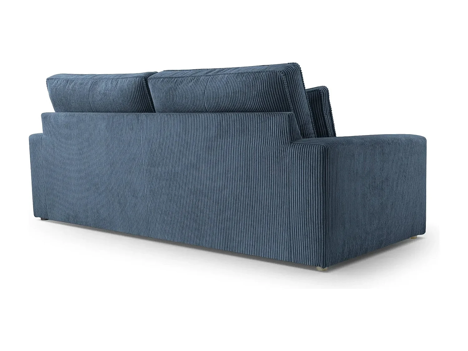 HENRY - Canapé droit velours côtelé 2 places - Bleu