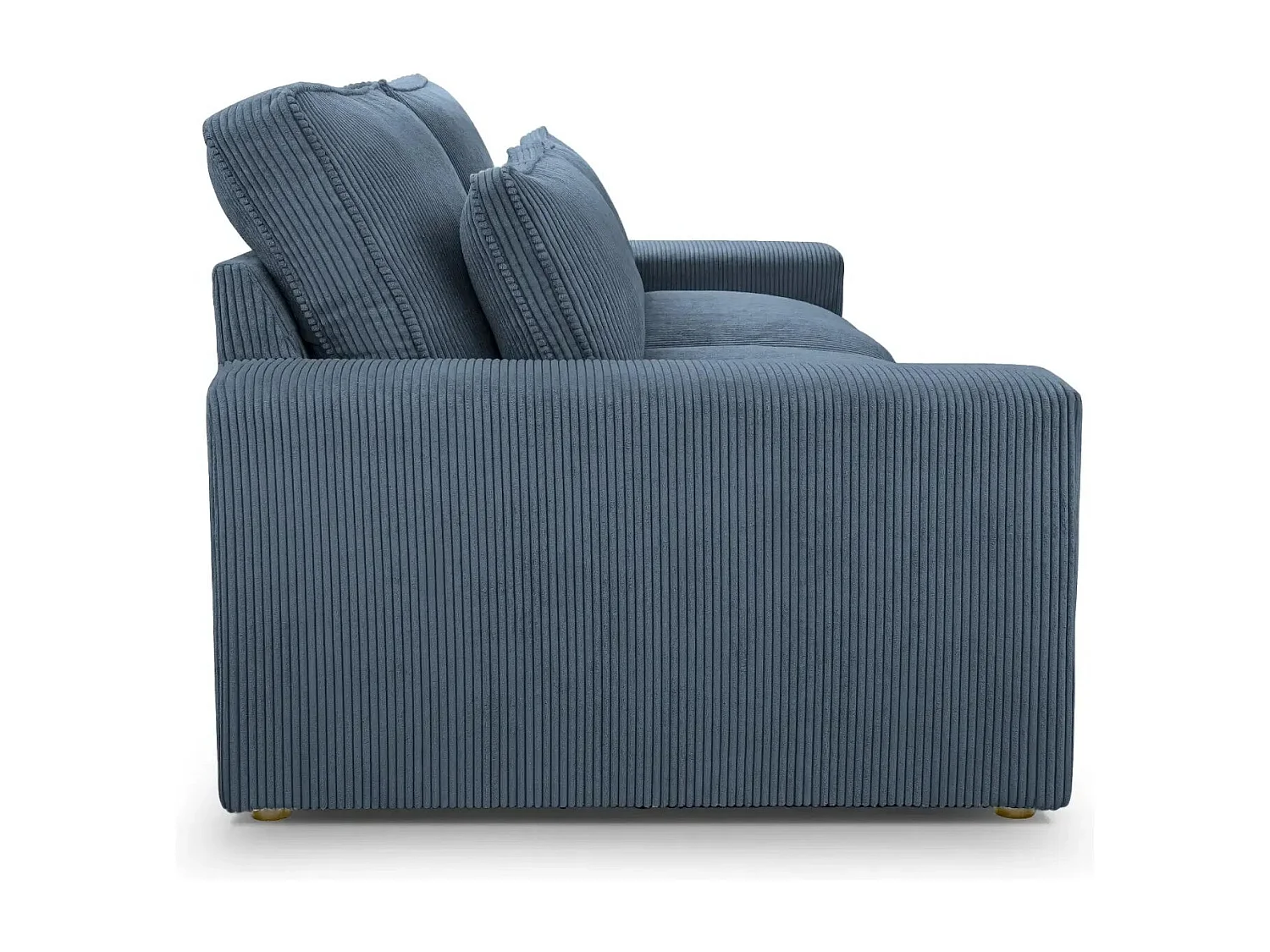 HENRY - Canapé droit velours côtelé 2 places - Bleu