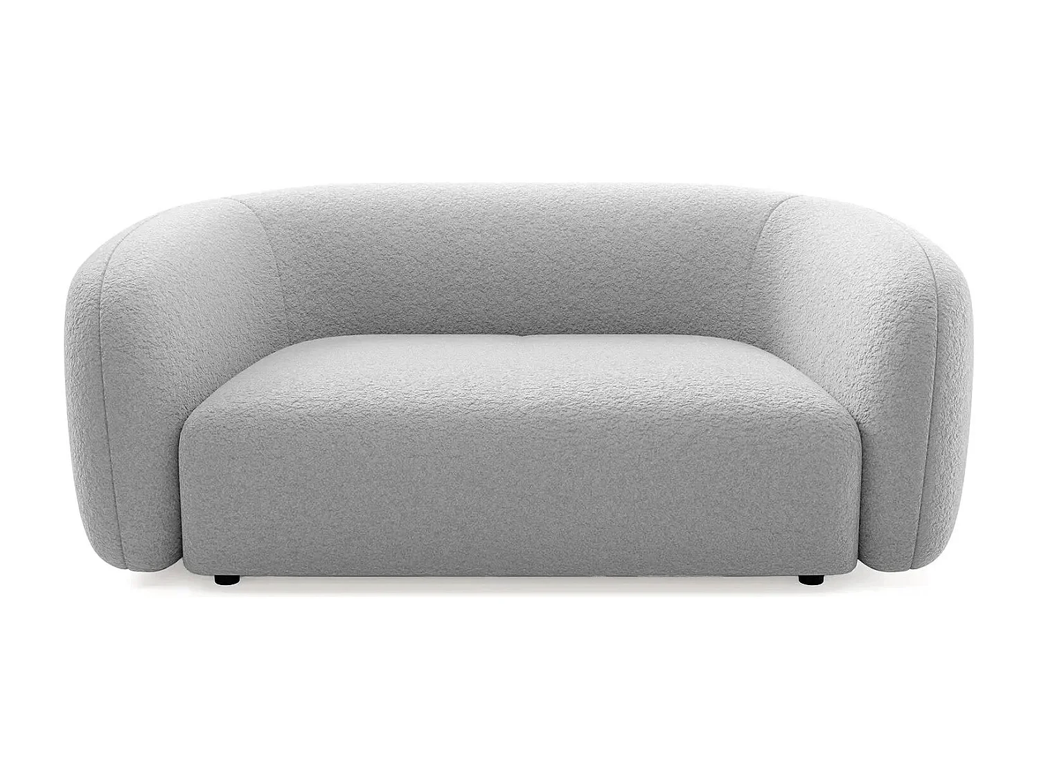 BAHIA - Canapé droit tissu bouclette 2 places - Gris clair