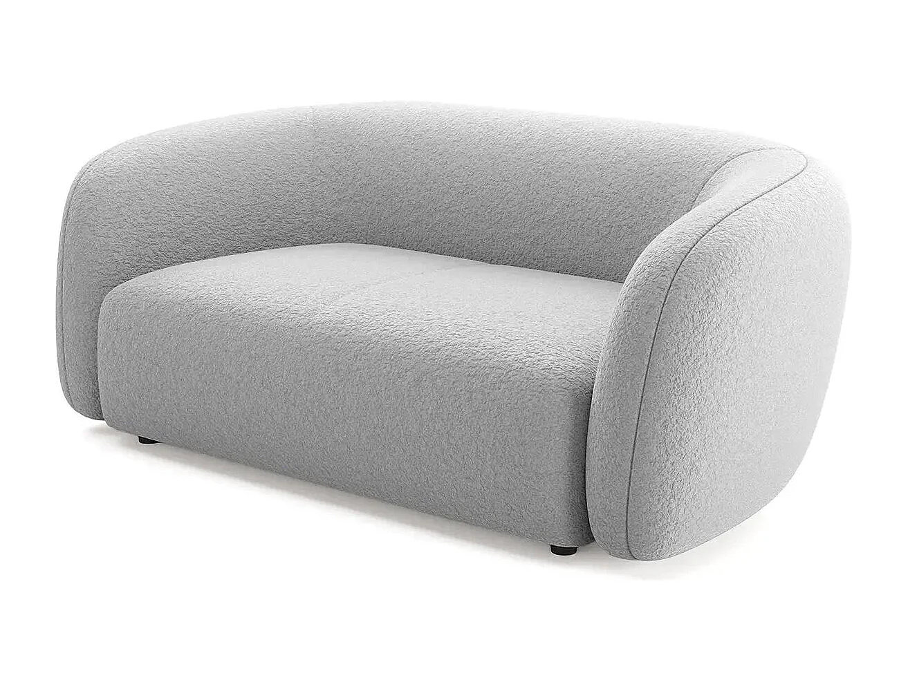 BAHIA - Canapé droit tissu bouclette 2 places - Gris clair