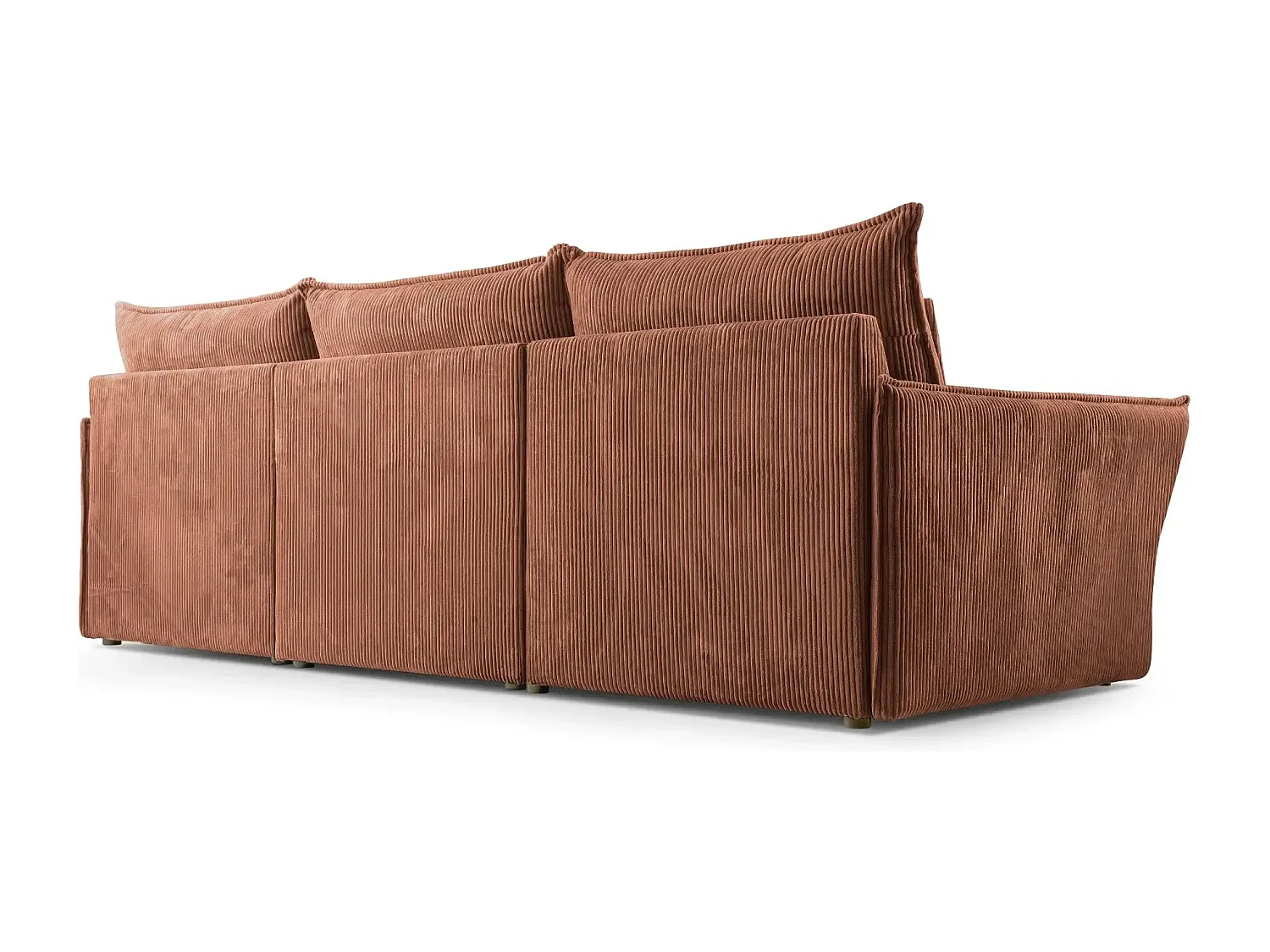 ANGELE - Canapé droit velours côtelé 3 places - Terracotta
