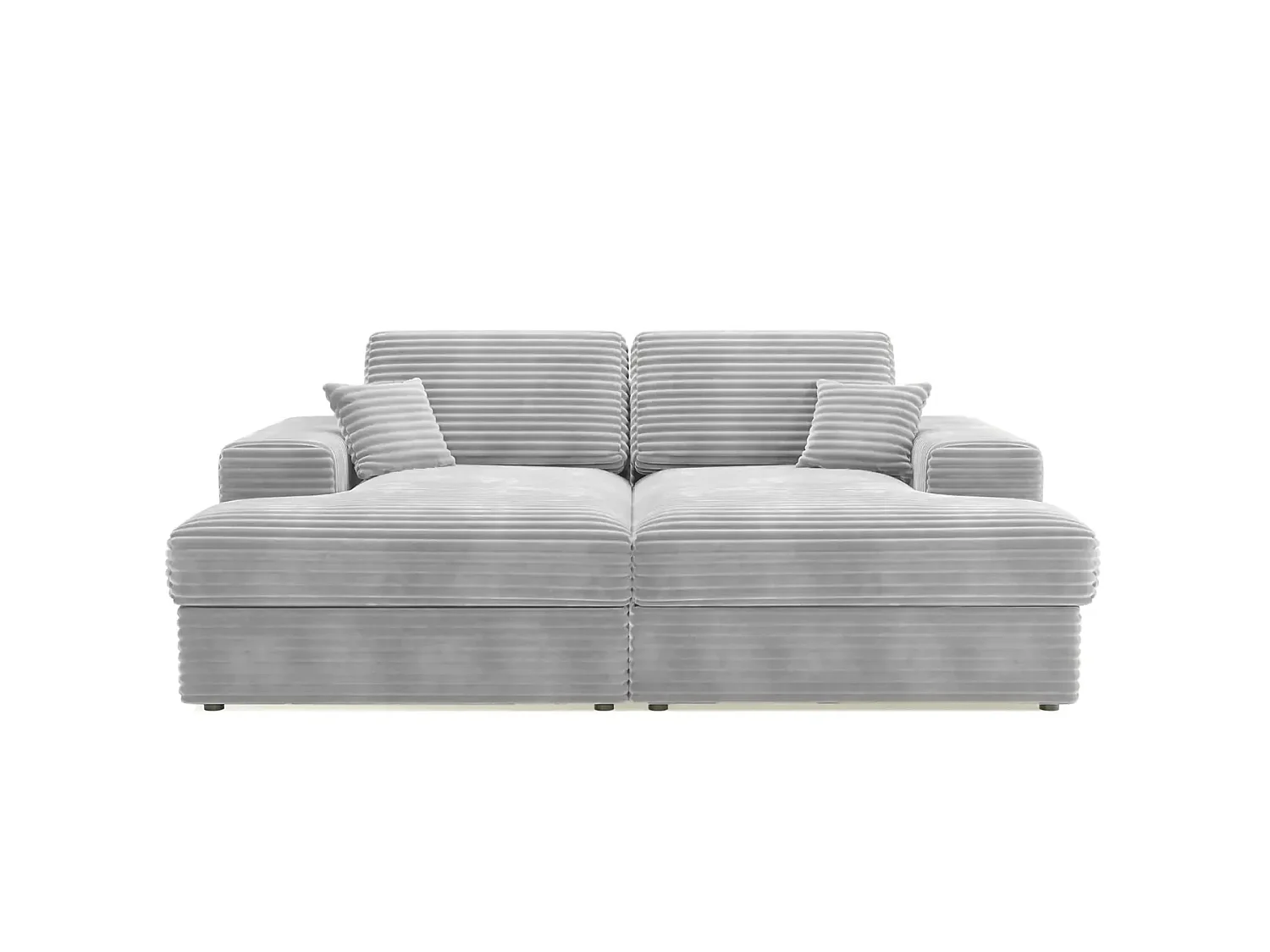LISBONNE XL - Canapé droit XL gros velours côtelé 3 places Gris clair
