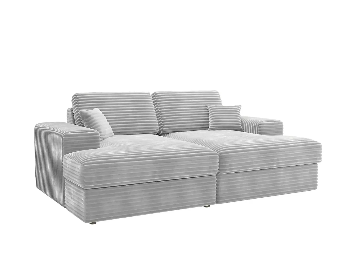 LISBONNE XL - Canapé droit XL gros velours côtelé 3 places Gris clair