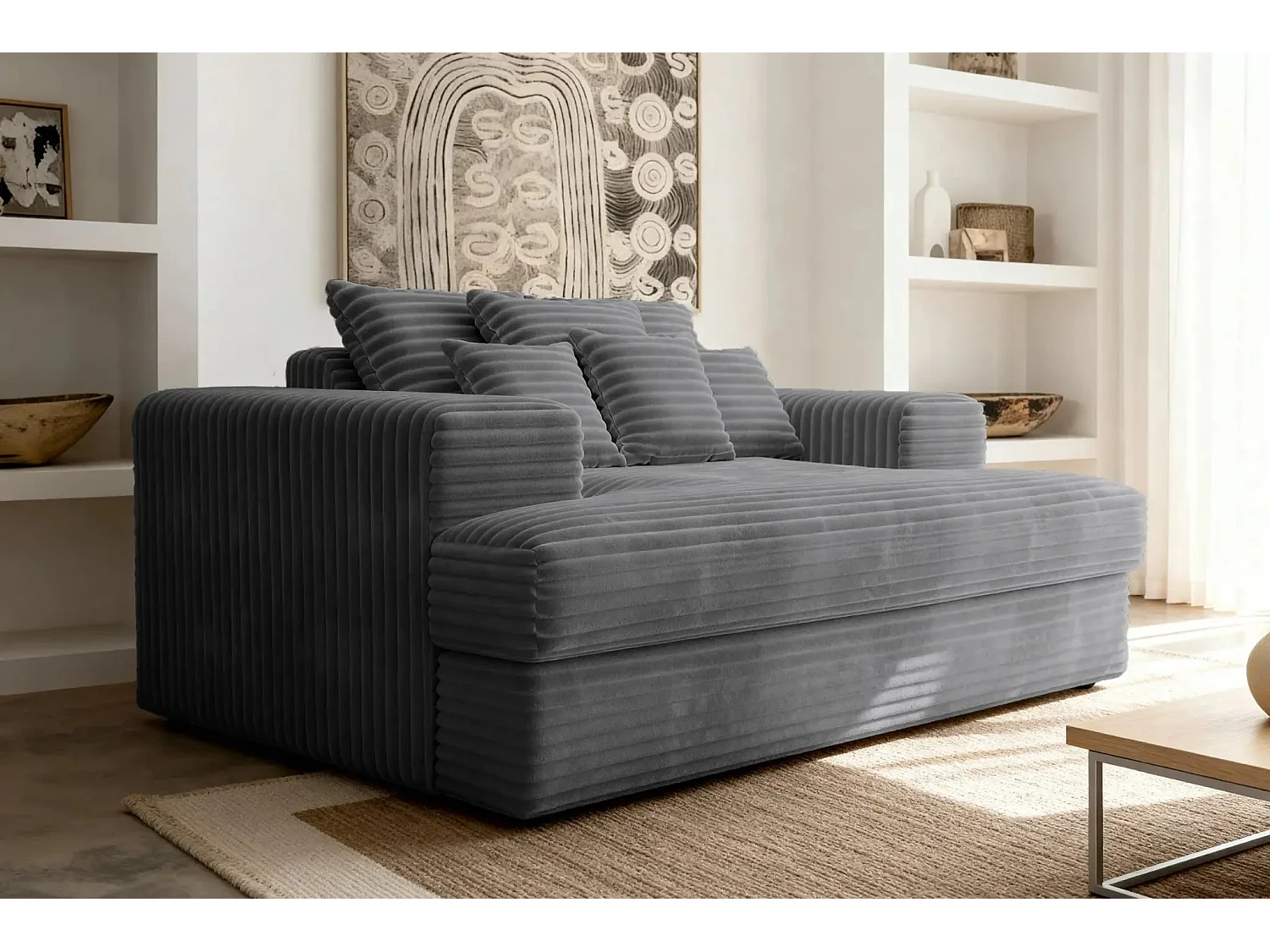 LISBONNE - Canapé droit 2 places - Gris anthracite