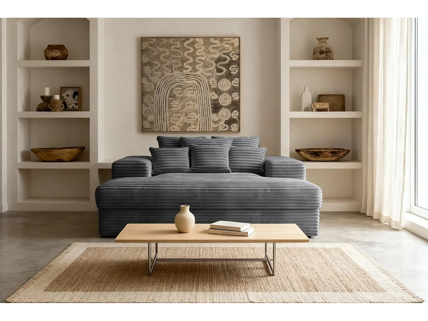 LISBONNE - Canapé droit 2 places - Gris anthracite