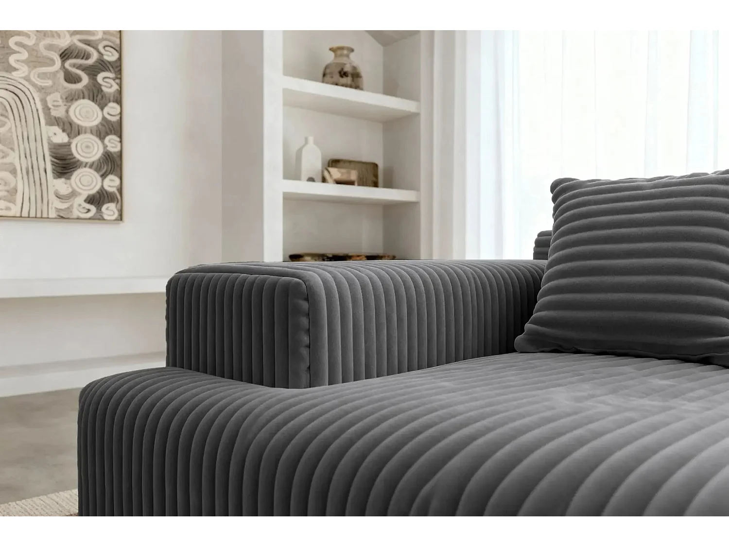 LISBONNE - Canapé droit 2 places - Gris anthracite