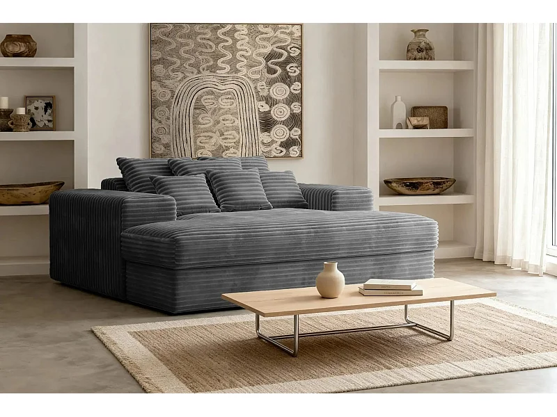 LISBONNE - Canapé droit 2 places - Gris anthracite