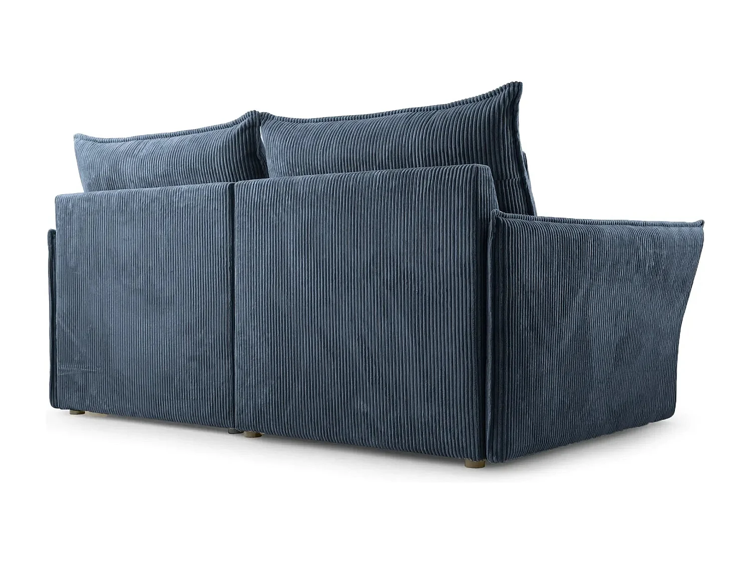 ANGELE - Canapé droit velours côtelé 2 places - Bleu
