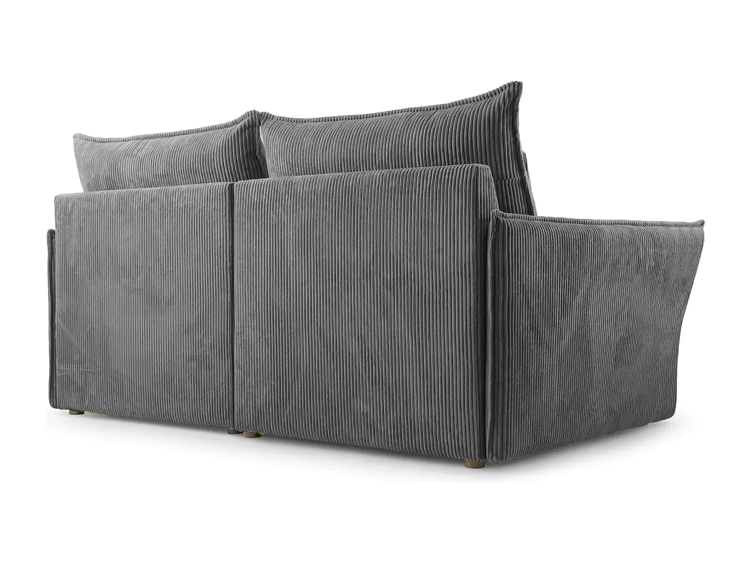 ANGELE - Canapé droit velours côtelé 2 places - Gris foncé