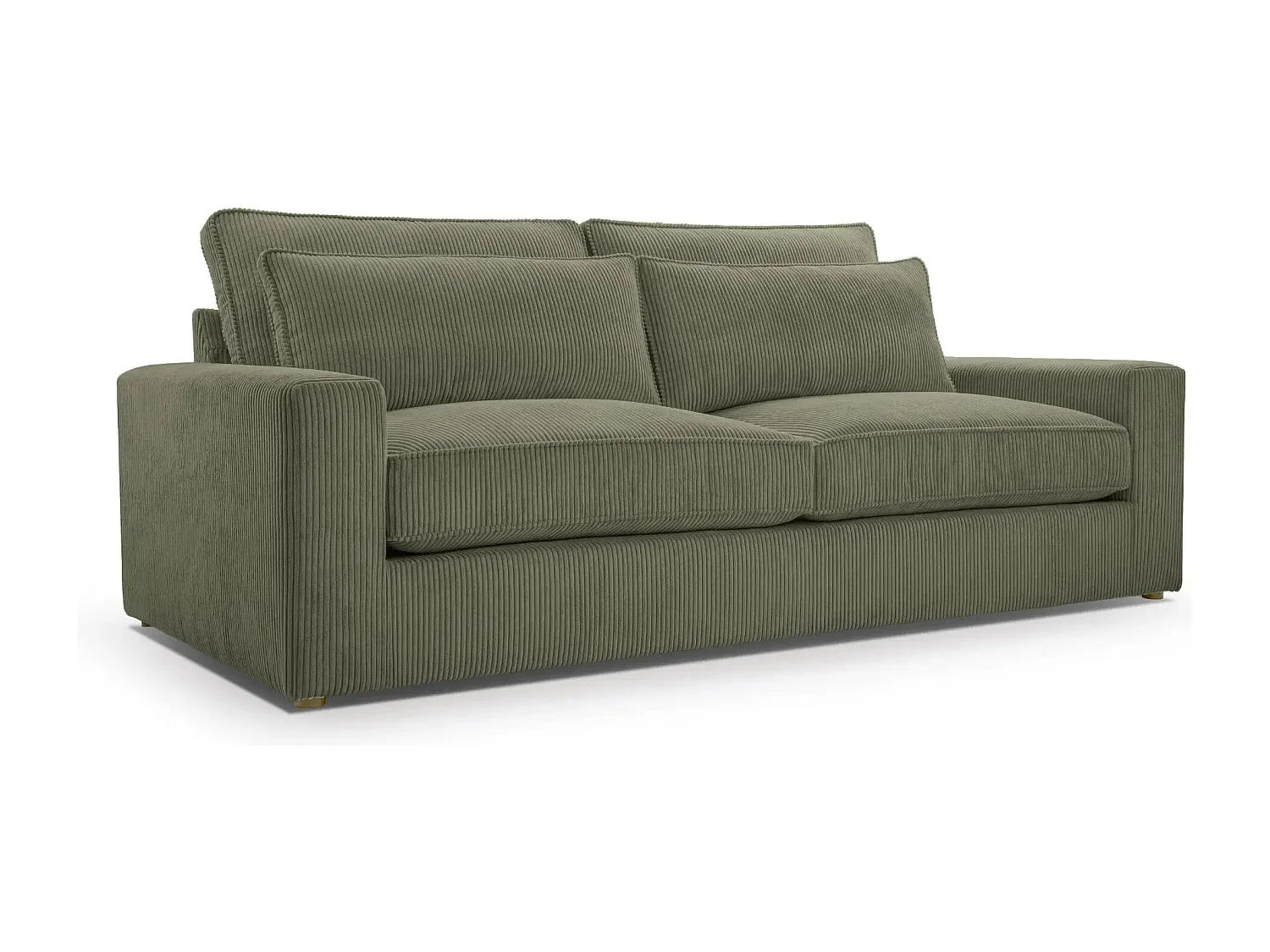 HENRY - Canapé droit velours côtelé 2 places - Vert