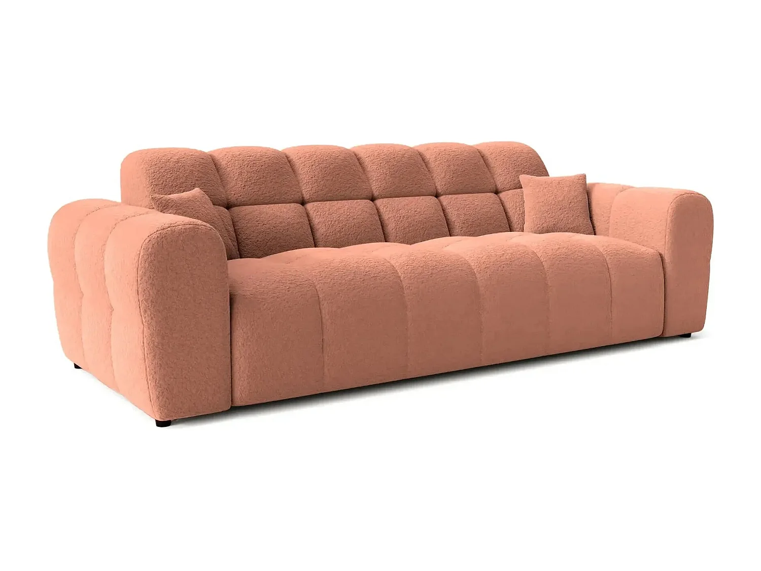 ALEXIA - Canapé droit tissu bouclette 3 places - Terracotta