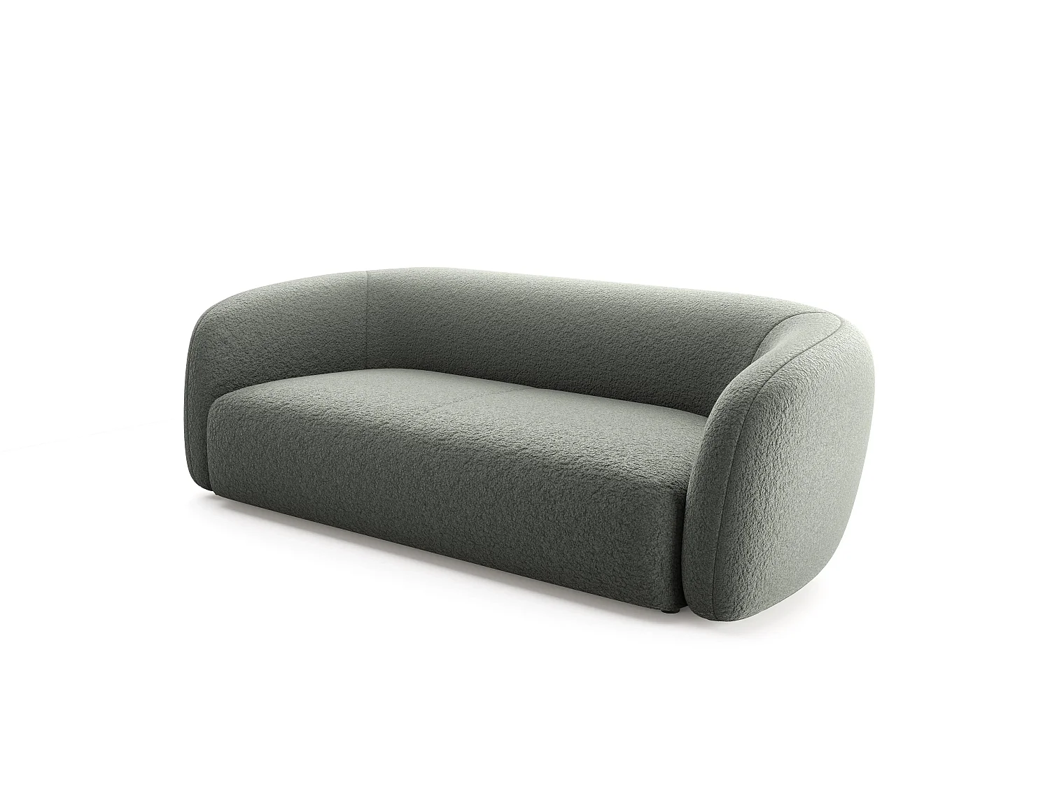 BAHIA 3 - Canapé droit en tissu bouclette 3 places - Gris foncé