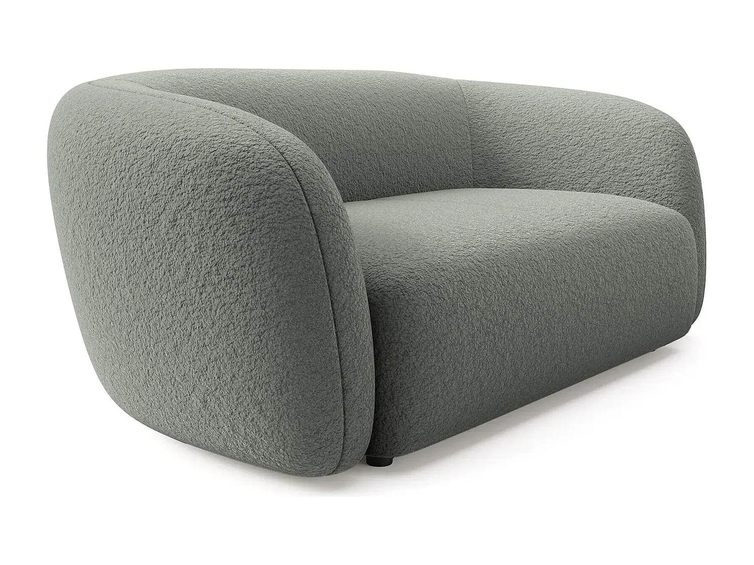 BAHIA 3 - Canapé droit en tissu bouclette 3 places - Gris foncé