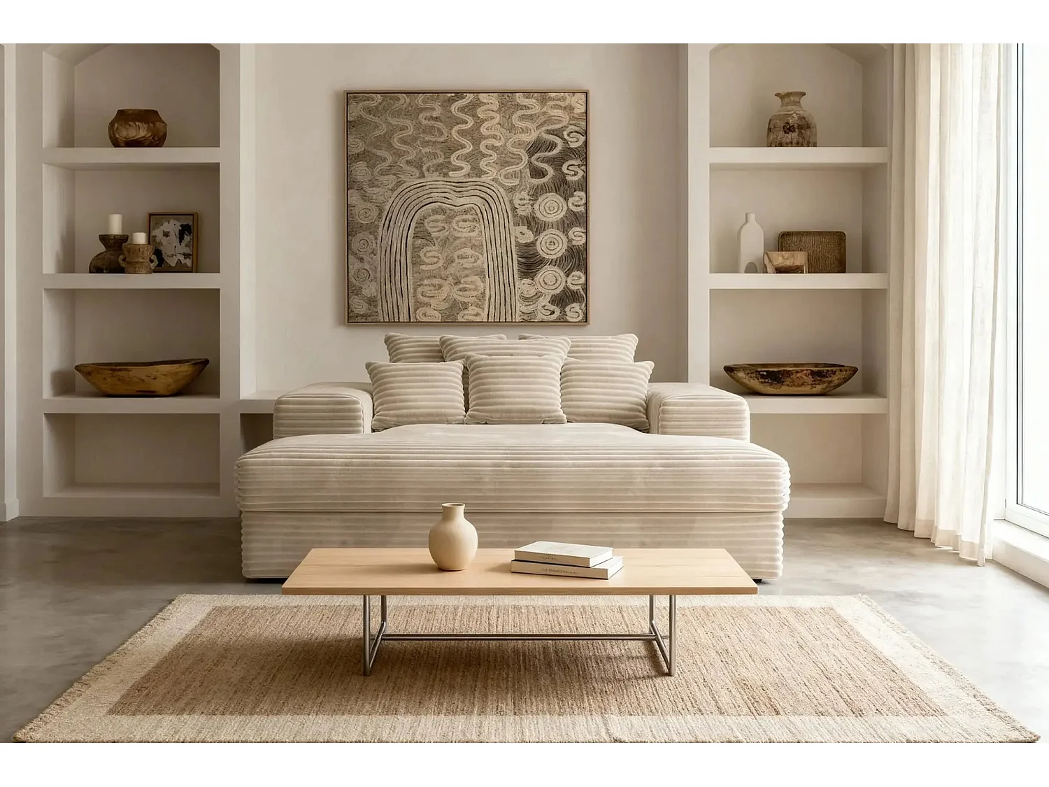 LISBONNE - Canapé droit 2 places - Beige