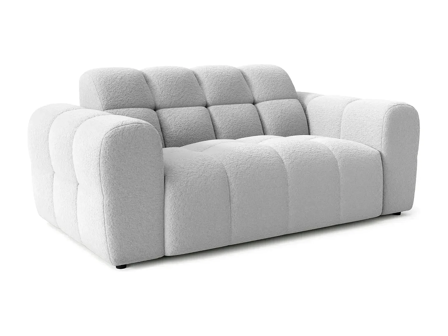 ALEXIA - Canapé droit tissu bouclette 2 places - Gris clair