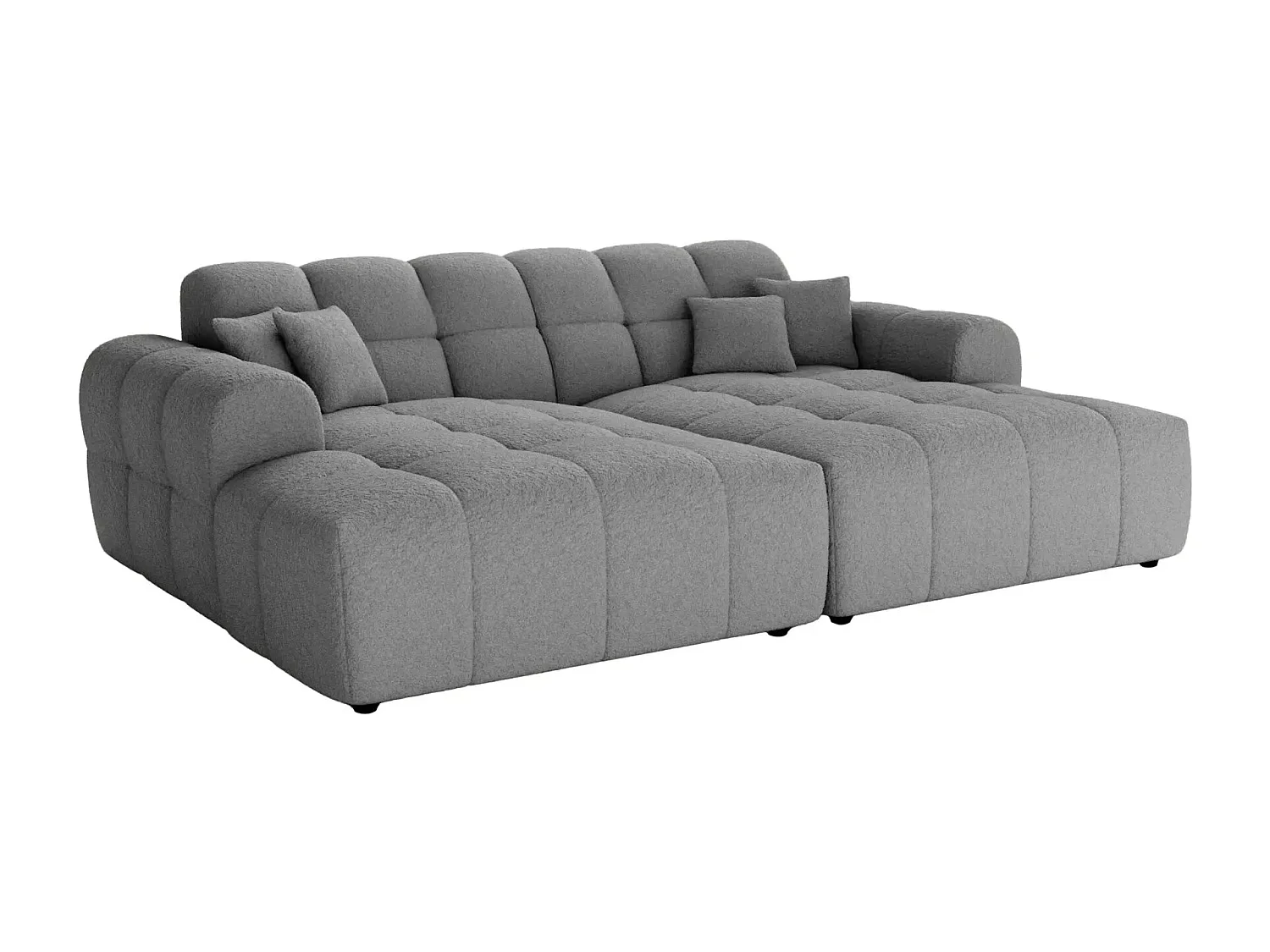 ALEXIA XL - Canapé droit tissu bouclette 4 places - Gris foncé