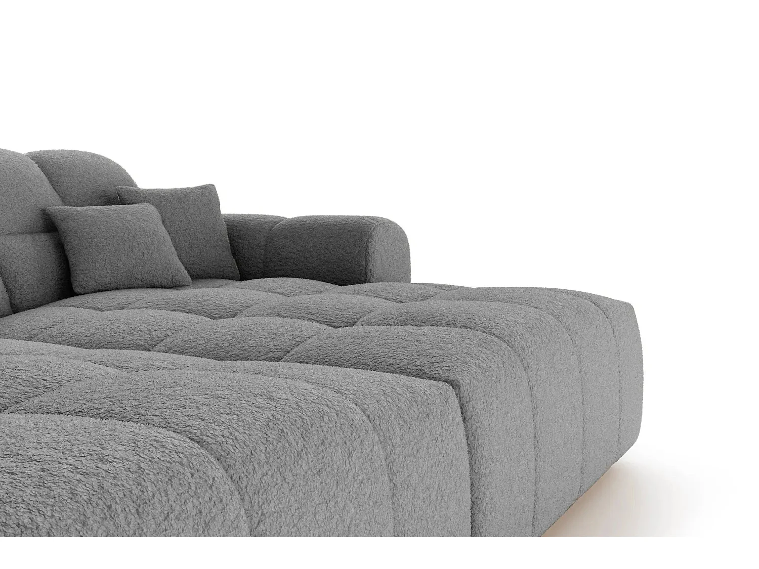 ALEXIA XL - Canapé droit tissu bouclette 4 places - Gris foncé