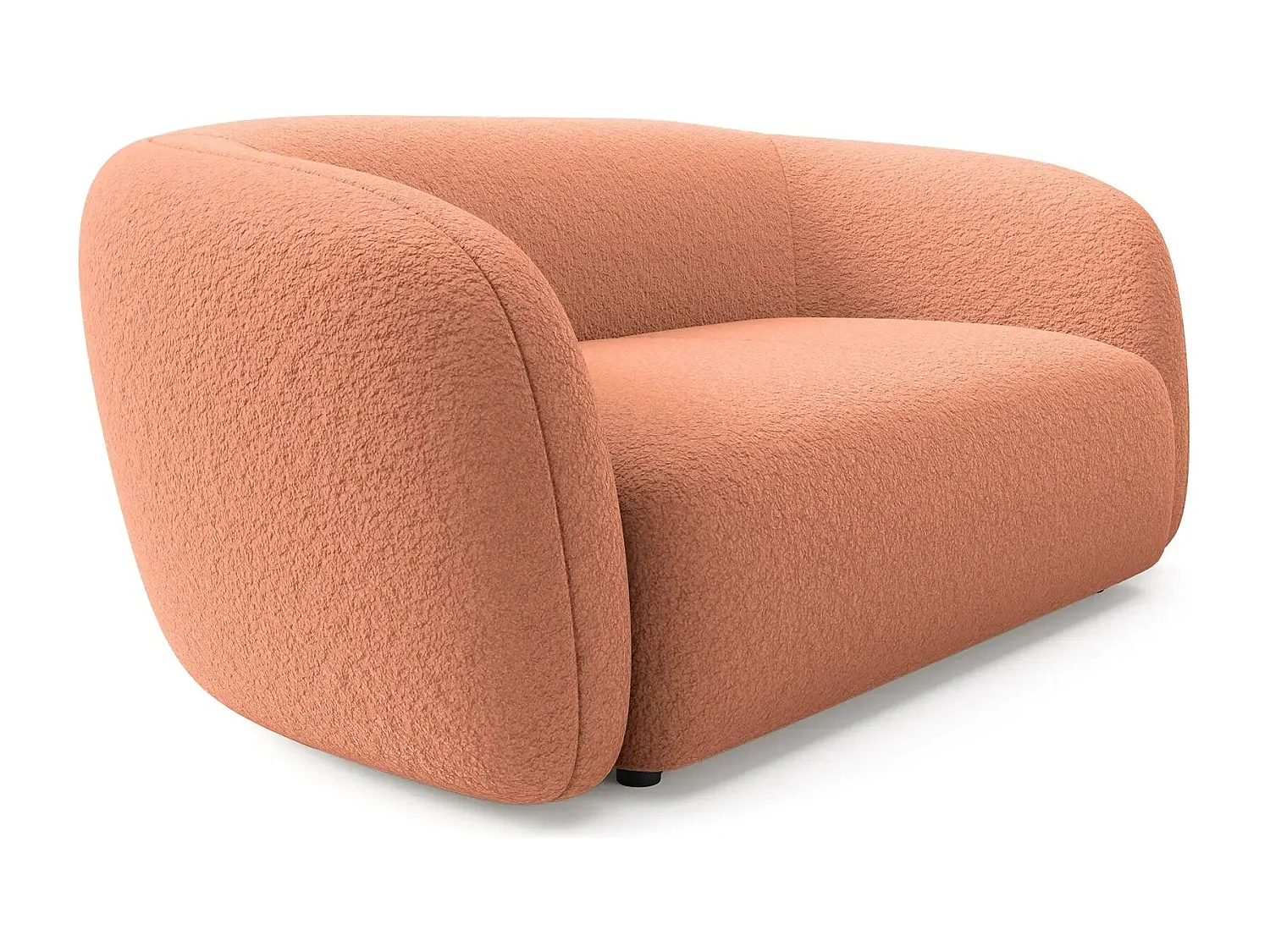 BAHIA 3 - Canapé droit en tissu bouclette 3 places - Terracotta