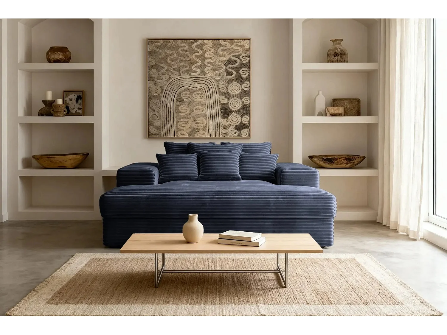 LISBONNE - Canapé droit 2 places - Bleu