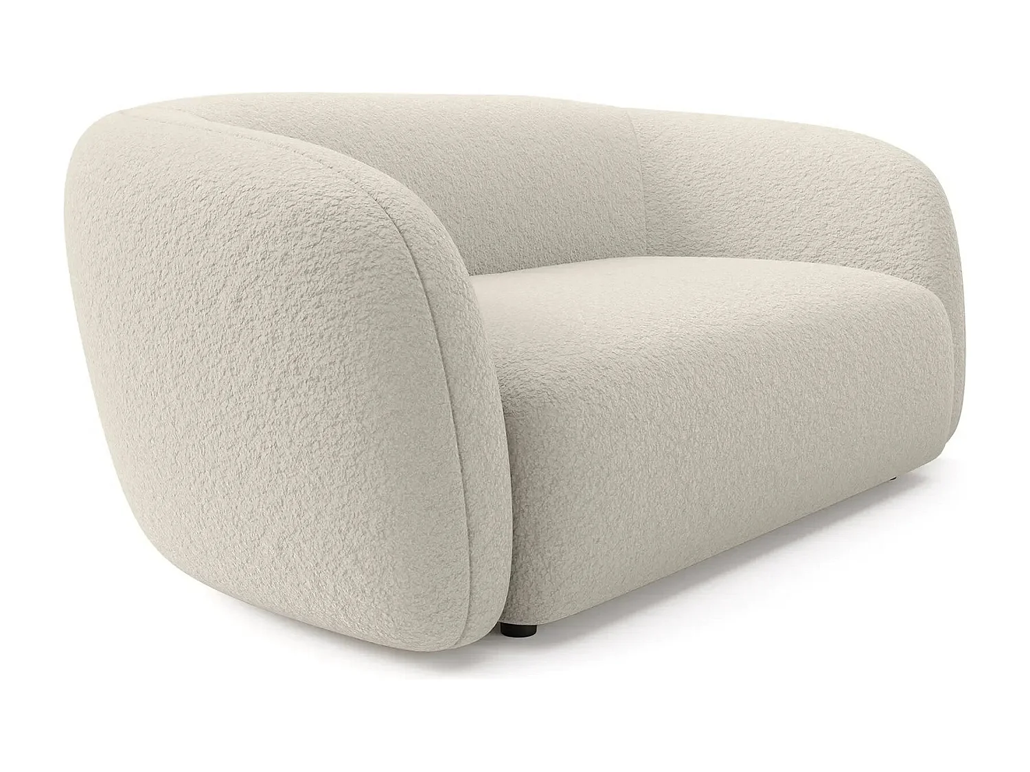 BAHIA 3 - Canapé droit en tissu bouclette 3 places - Beige