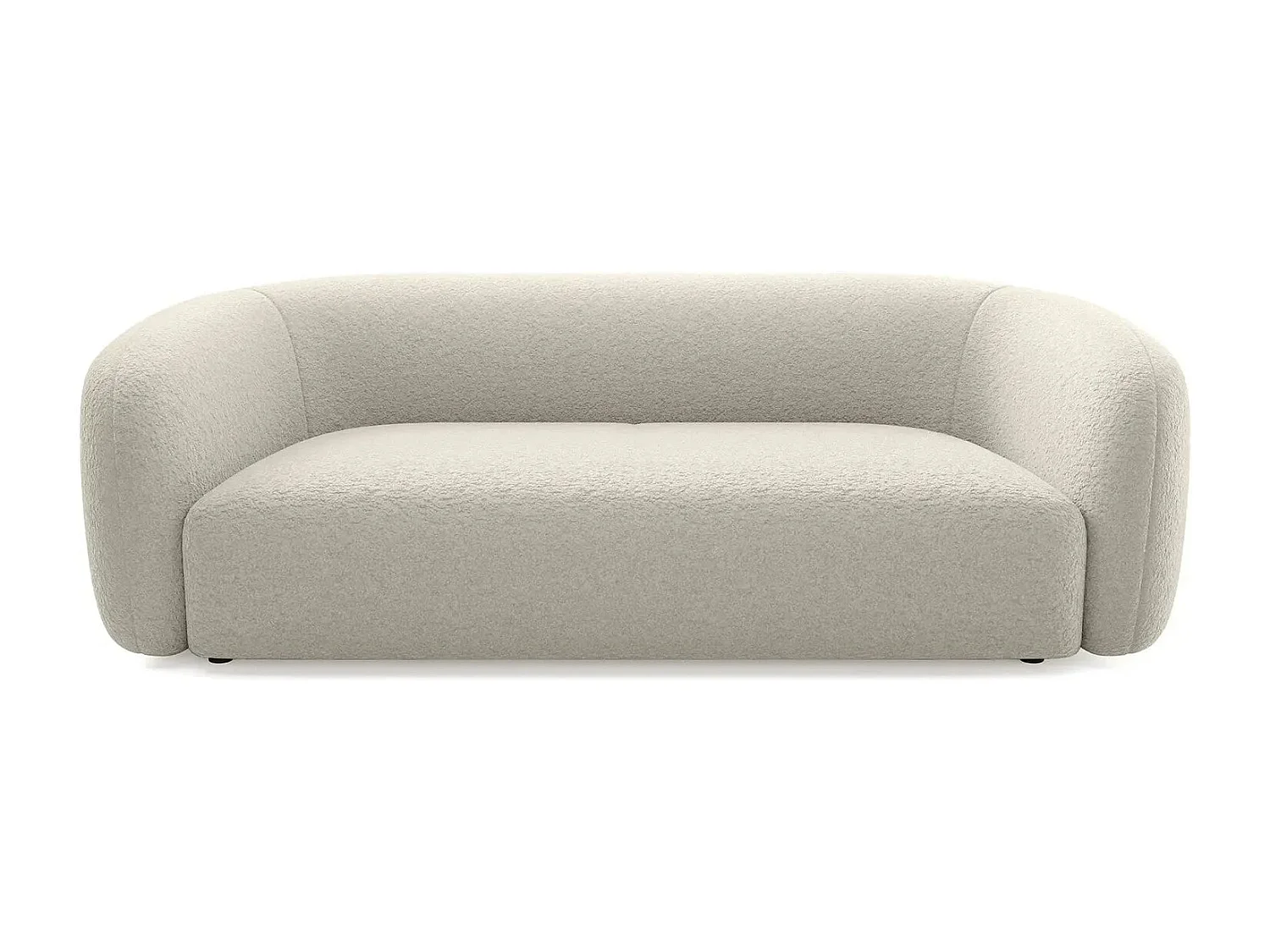 BAHIA 3 - Canapé droit en tissu bouclette 3 places - Beige