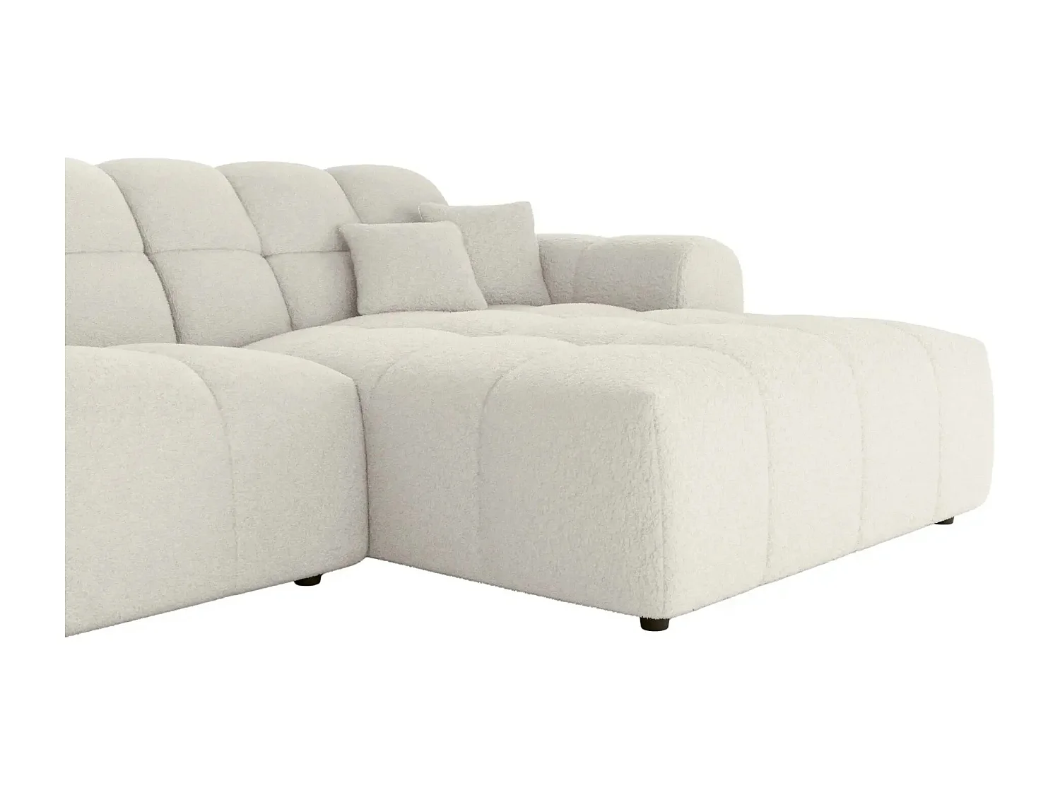 ALEXIA - Canapé panoramique tissu bouclette 5 places - Beige