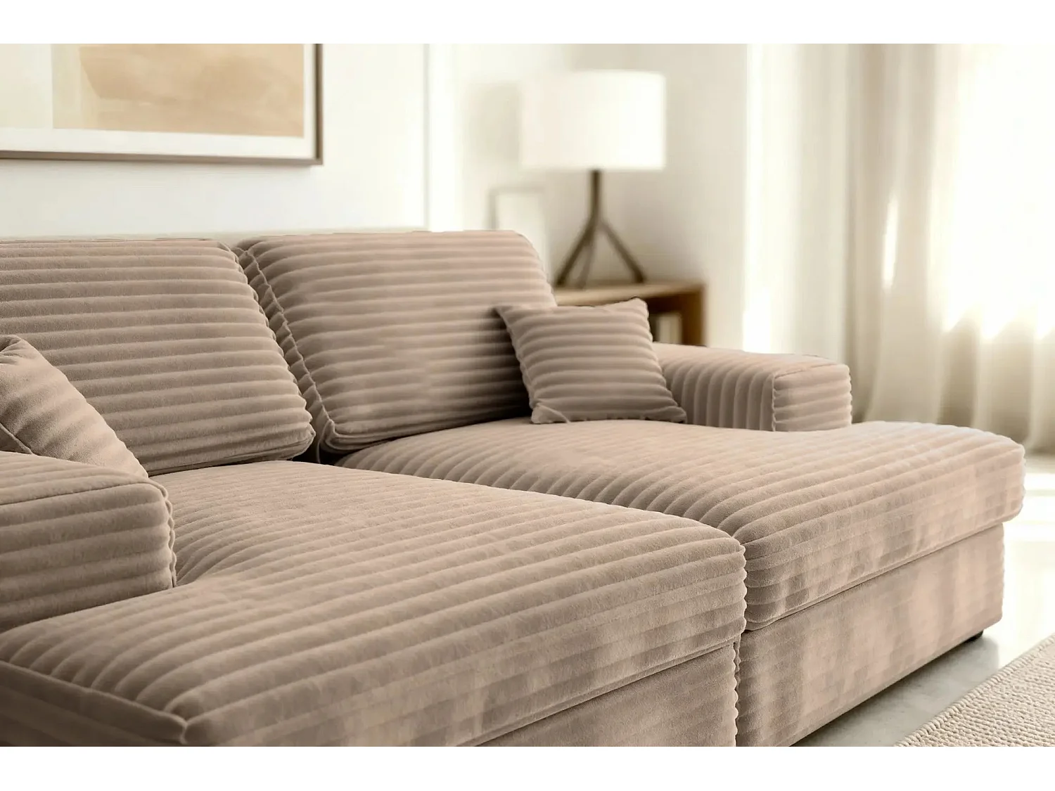 LISBONNE XL - Canapé droit XL 3 places - Café