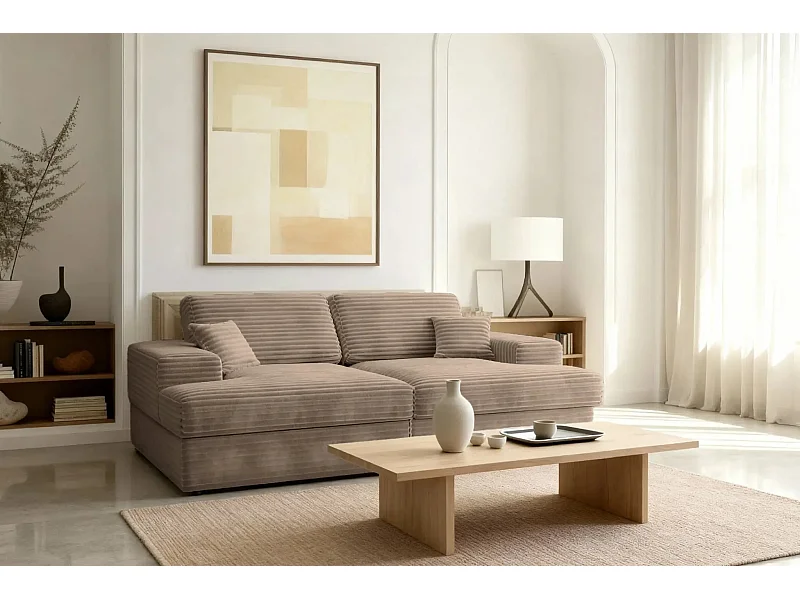 LISBONNE XL - Canapé droit XL 3 places - Café