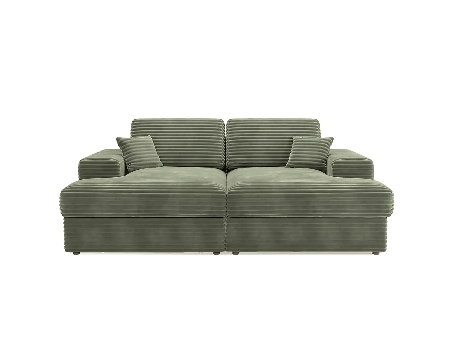 LISBONNE XL - Canapé droit XL gros velours côtelé 3 places Vert olive