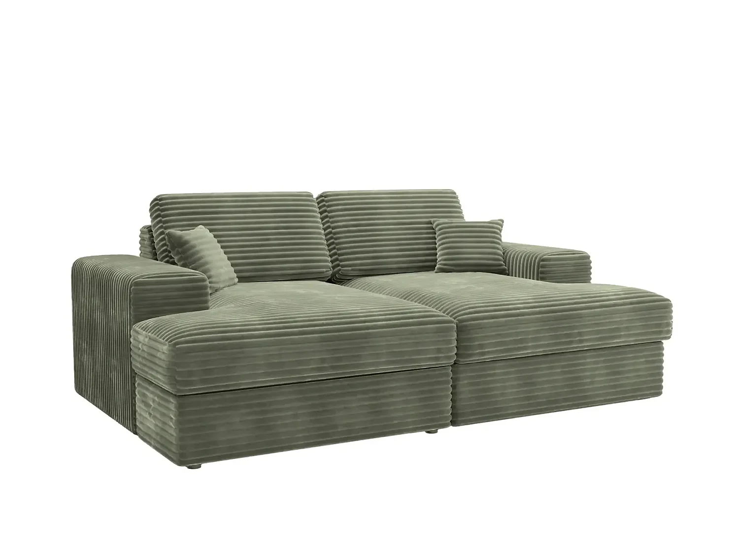 LISBONNE XL - Canapé droit XL gros velours côtelé 3 places Vert olive