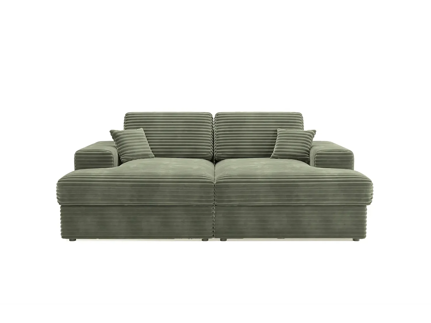 LISBONNE XL - Canapé droit XL gros velours côtelé 3 places Vert olive