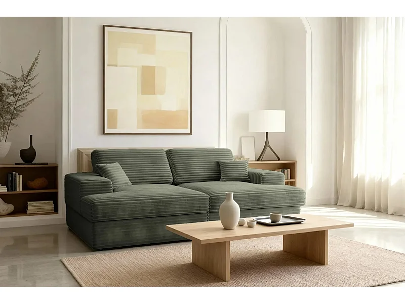 LISBONNE XL - Canapé droit XL 3 places - Vert olive