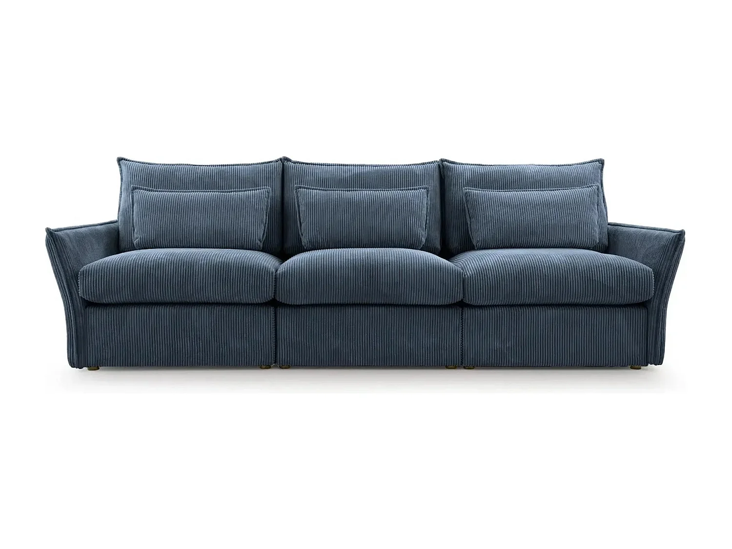 ANGELE - Canapé droit velours côtelé 3 places - Bleu