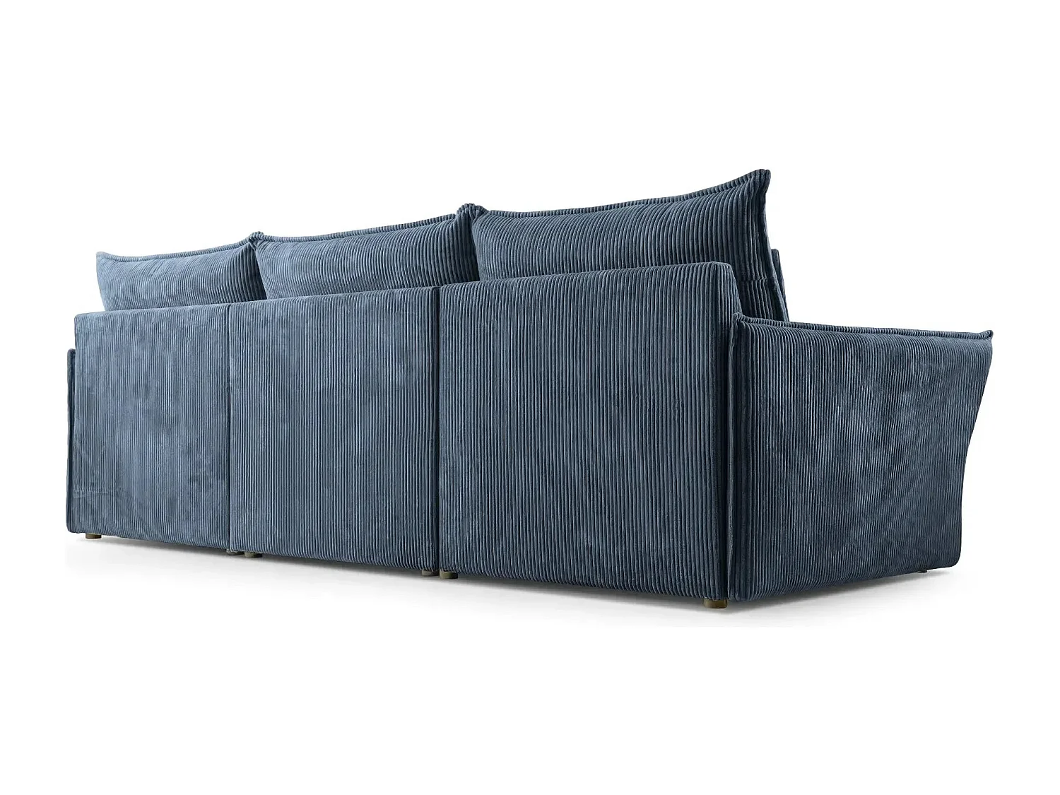 ANGELE - Canapé droit velours côtelé 3 places - Bleu