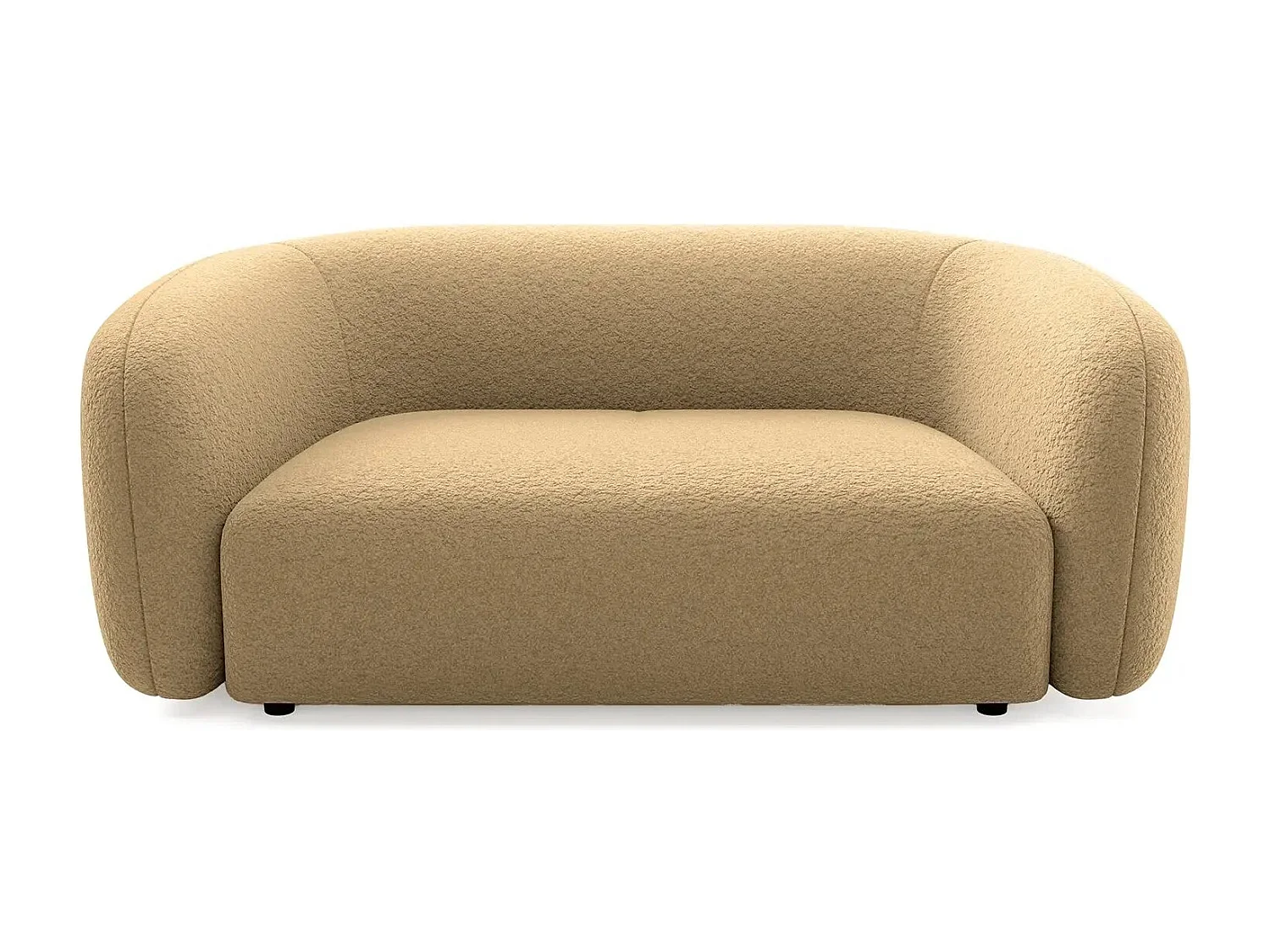 BAHIA - Canapé droit tissu bouclette 2 places - Café