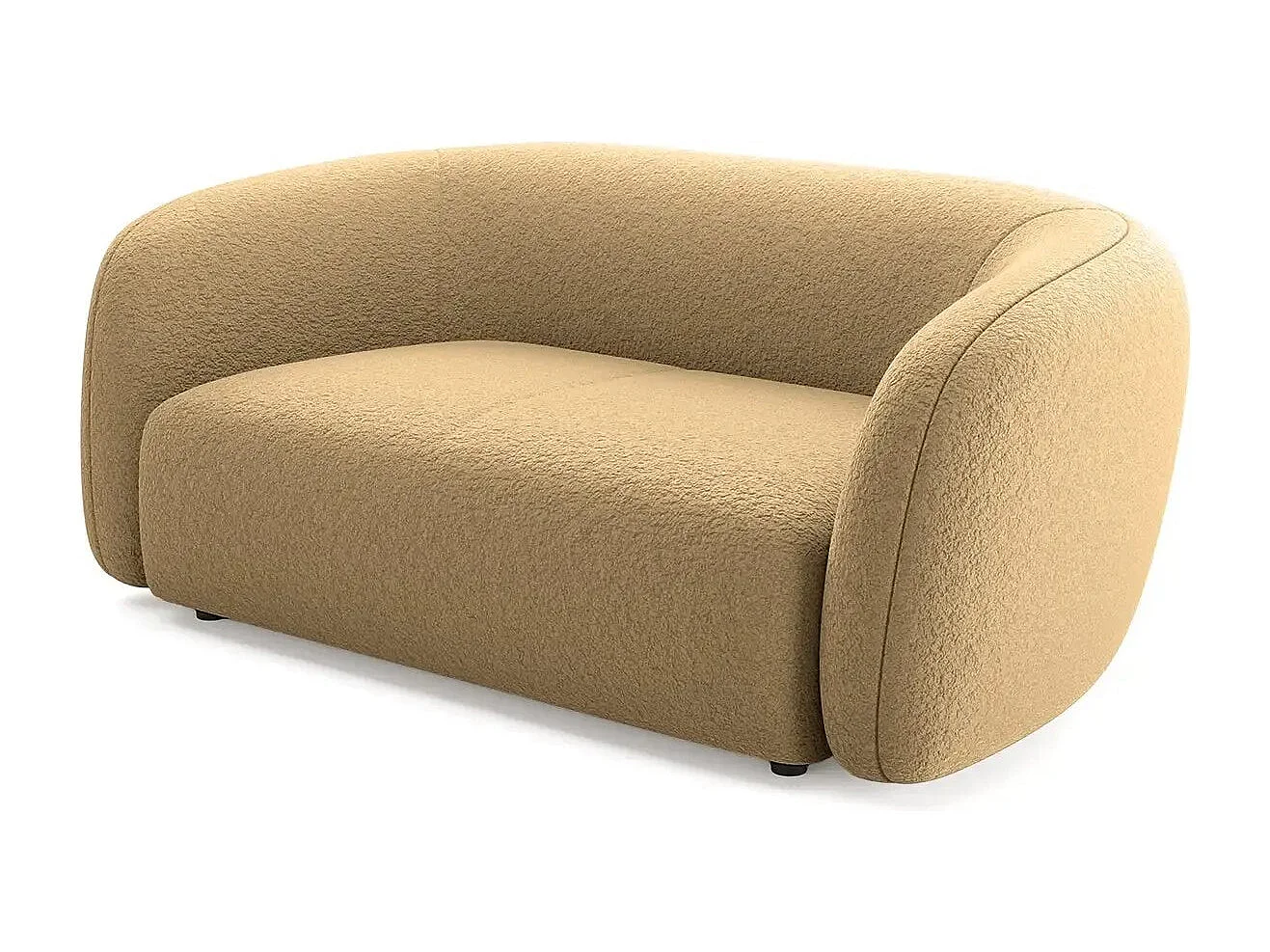 BAHIA - Canapé droit tissu bouclette 2 places - Café