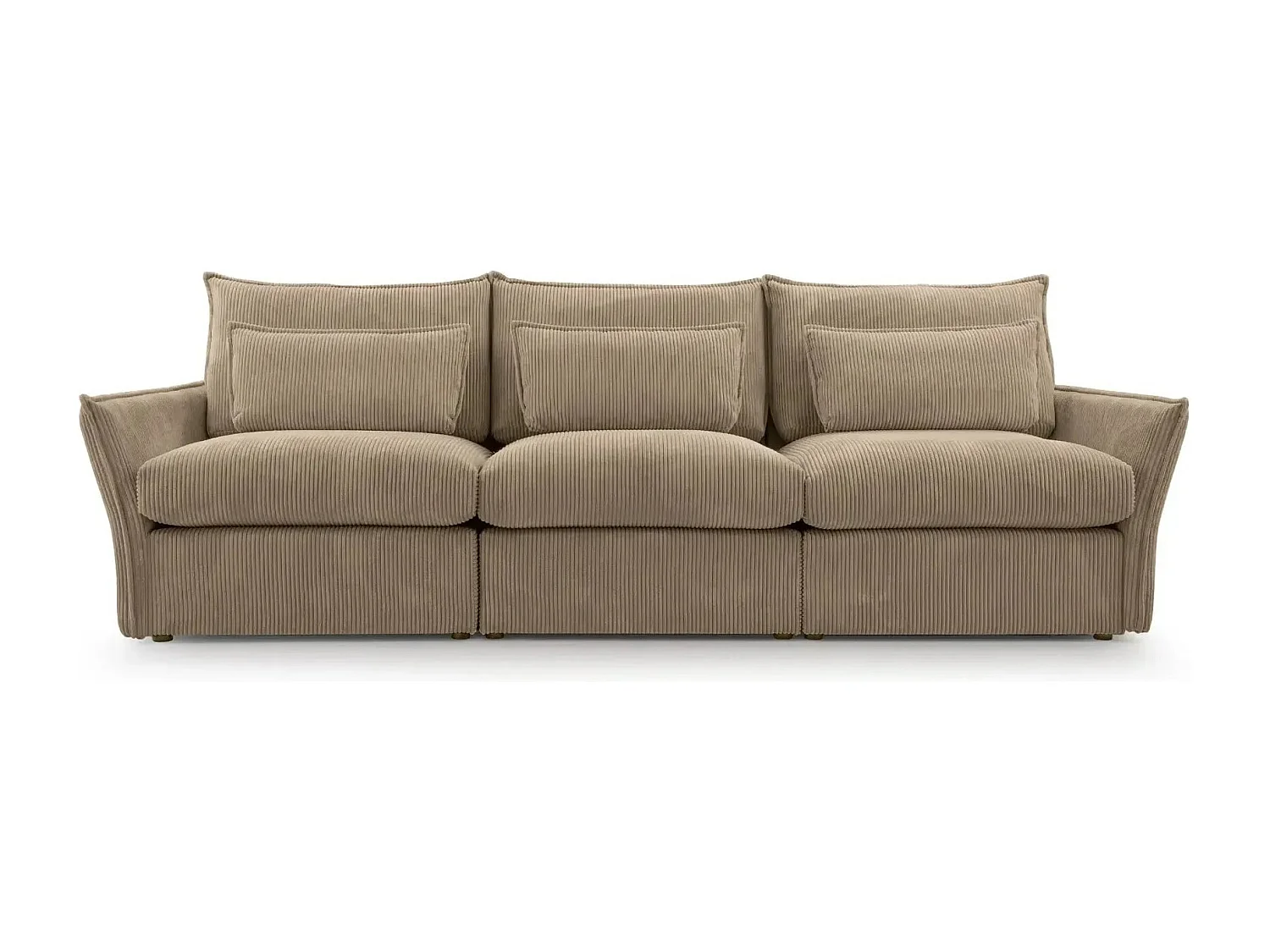 ANGELE - Canapé droit velours côtelé 3 places - Café