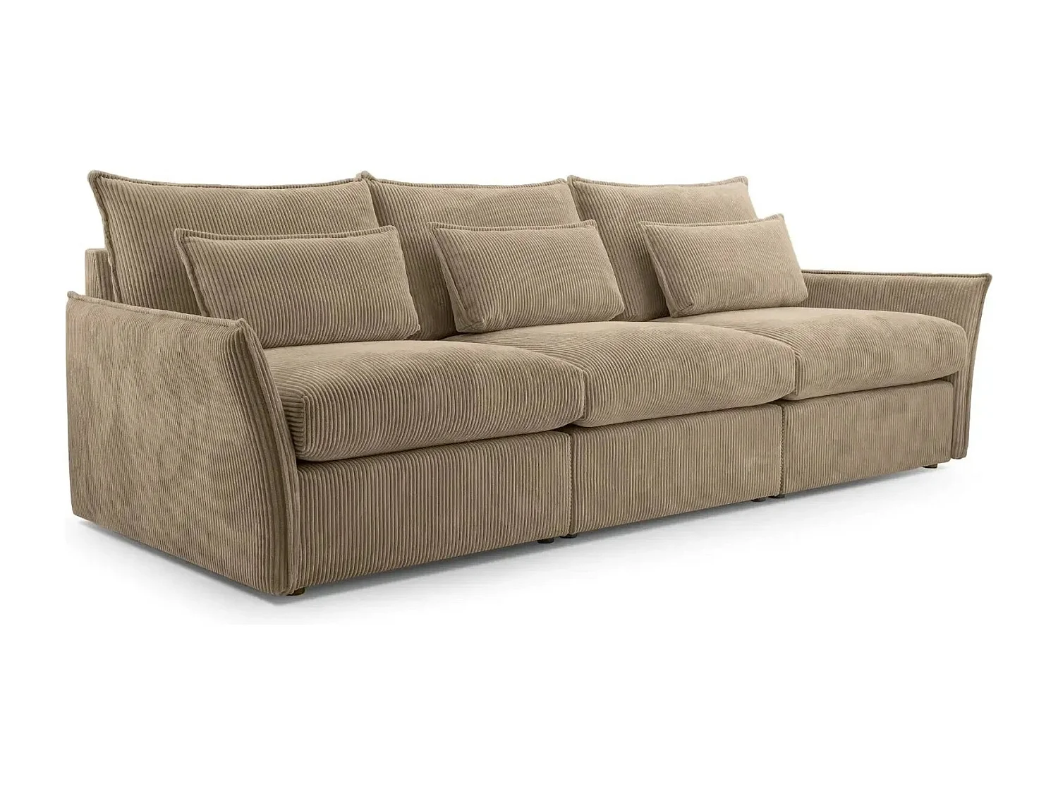 ANGELE - Canapé droit velours côtelé 3 places - Café