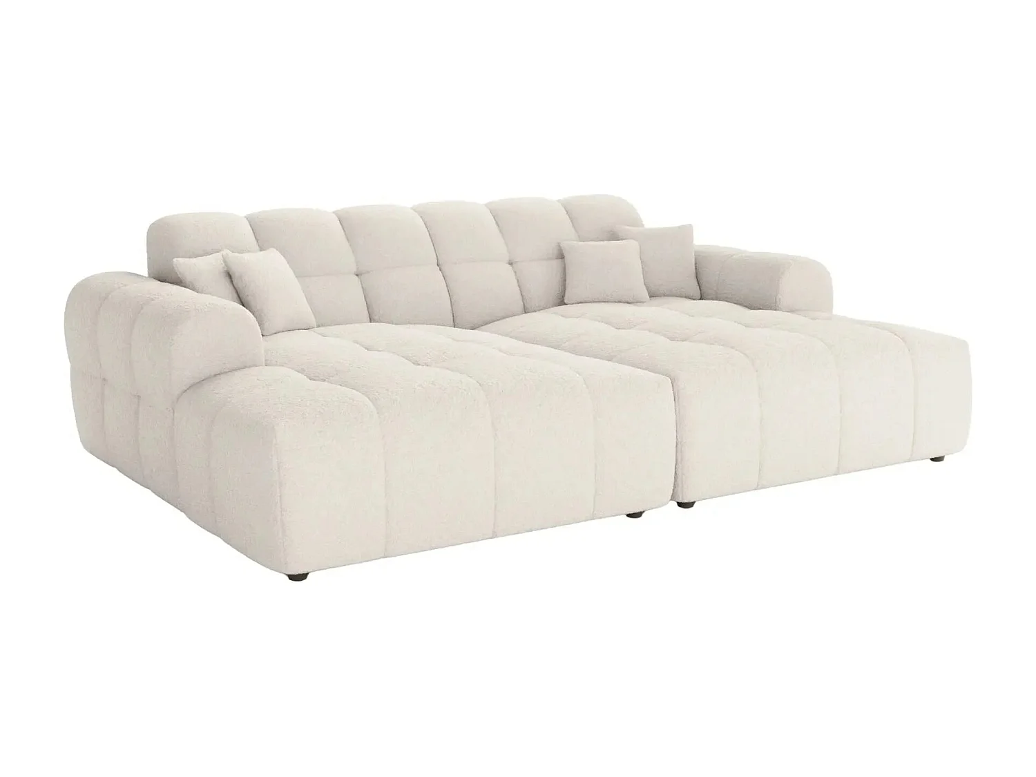 ALEXIA XL - Canapé droit tissu bouclette 4 places - Beige