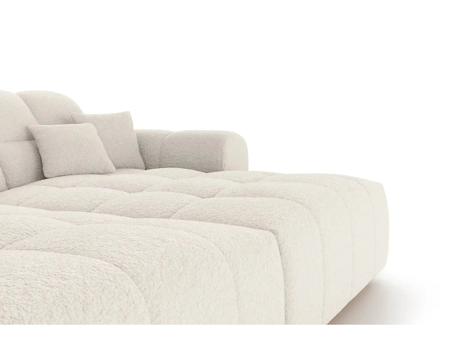 ALEXIA XL - Canapé droit tissu bouclette 4 places - Beige