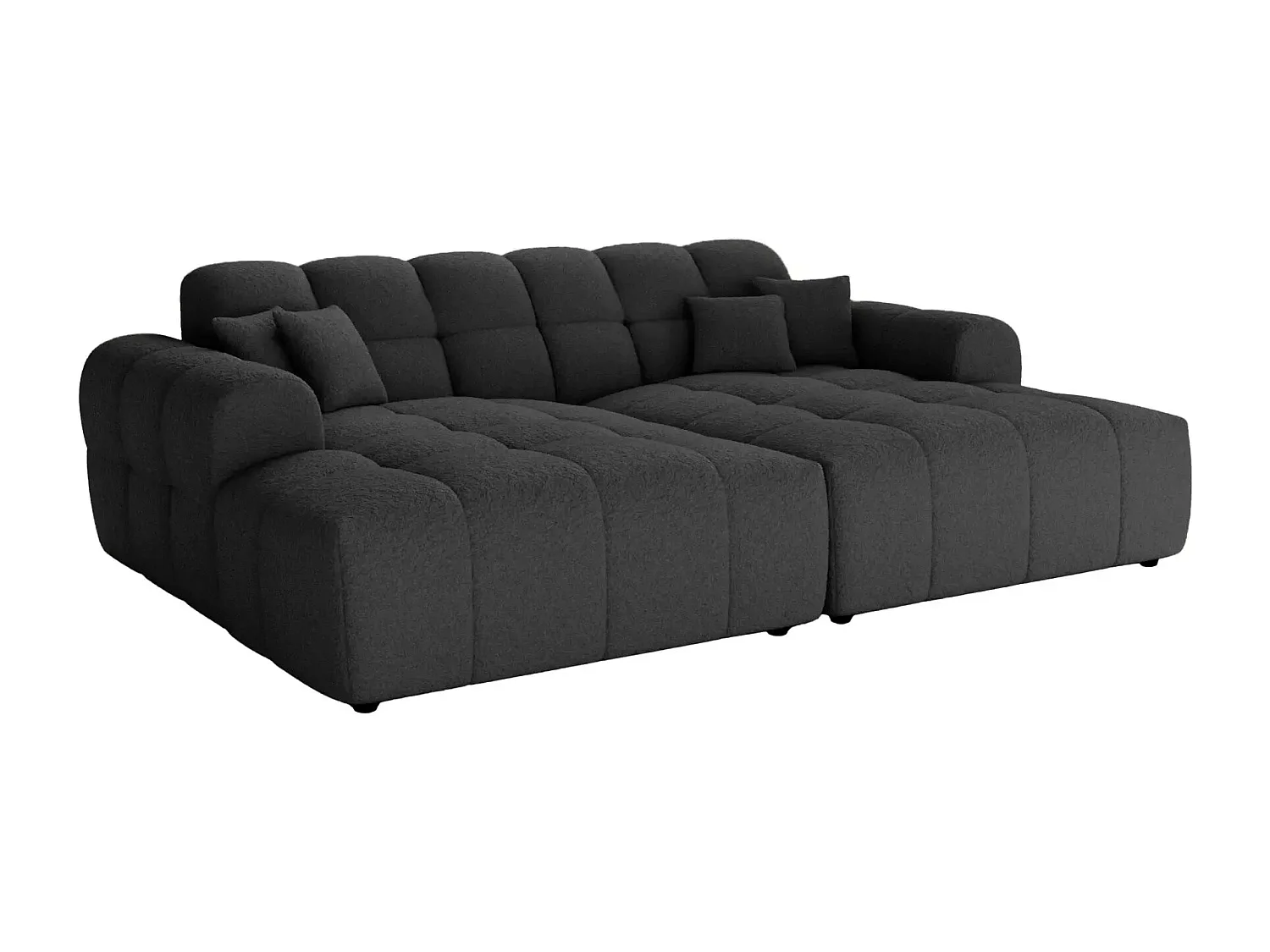 ALEXIA XL - Canapé droit tissu bouclette 4 places - Noir