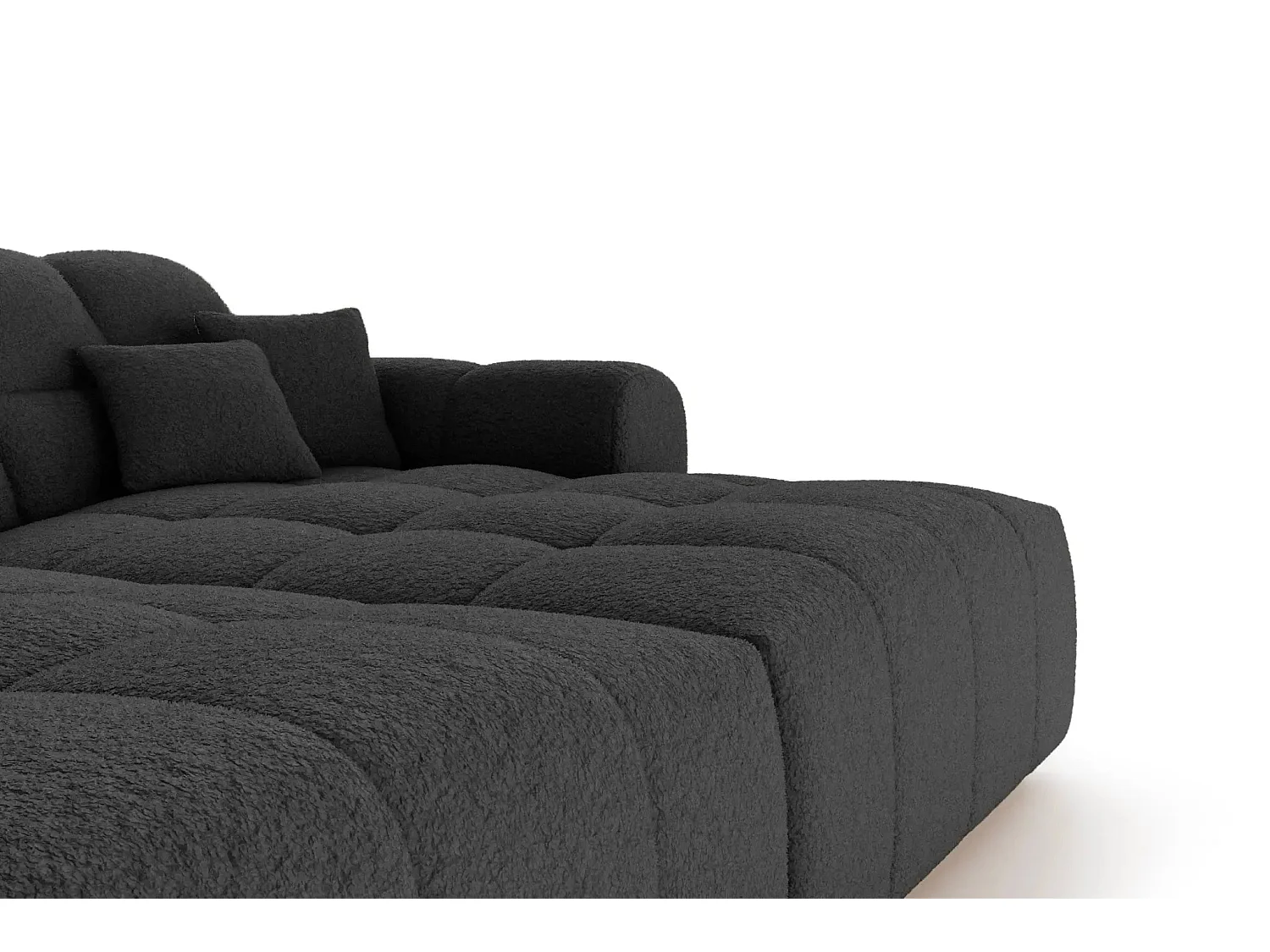 ALEXIA XL - Canapé droit tissu bouclette 4 places - Noir