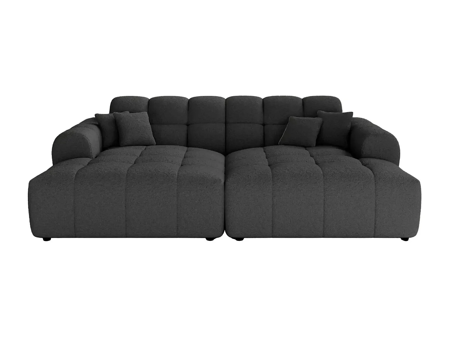 ALEXIA XL - Canapé droit tissu bouclette 4 places - Noir