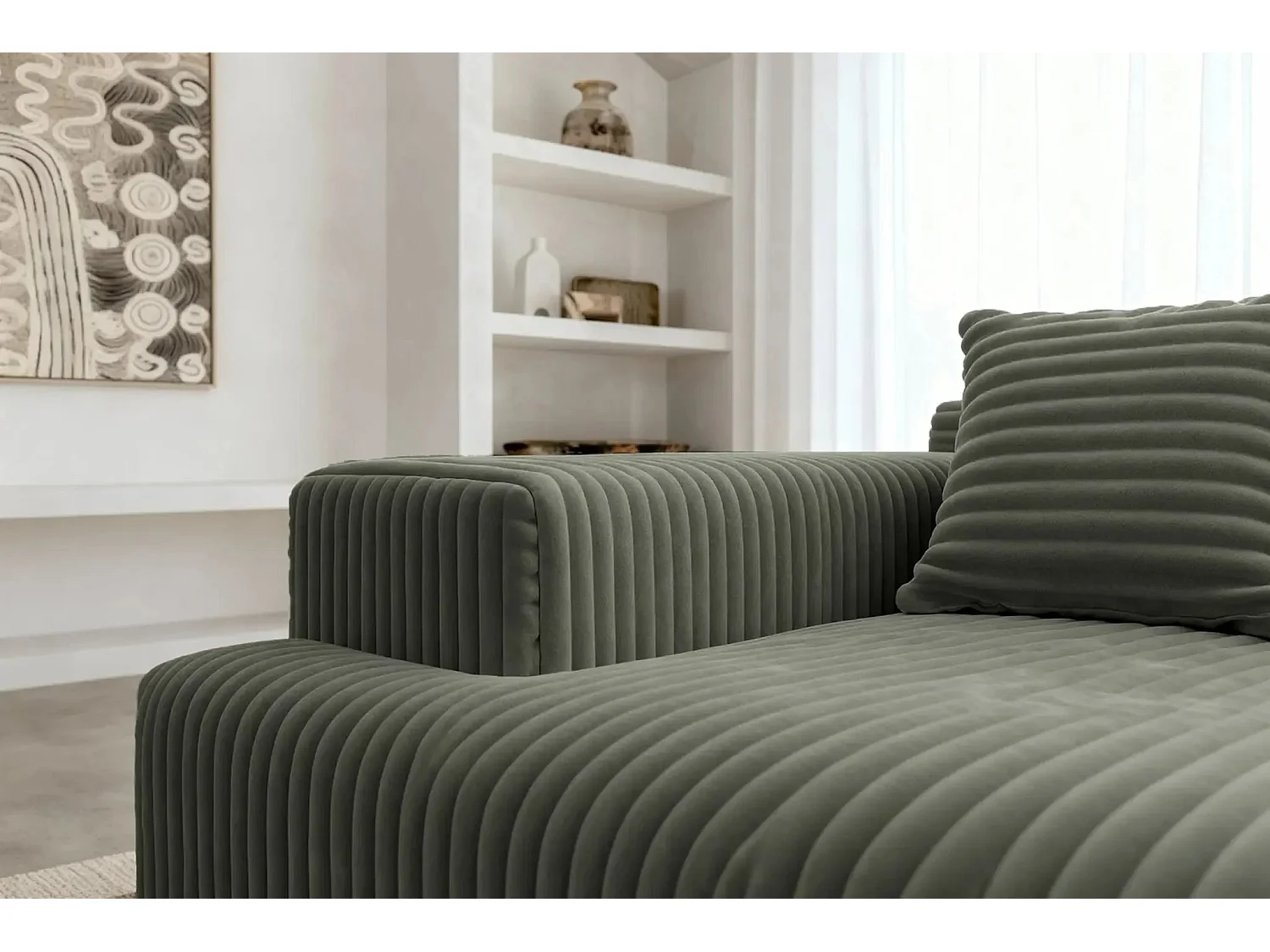 LISBONNE - Canapé droit 2 places - Vert olive