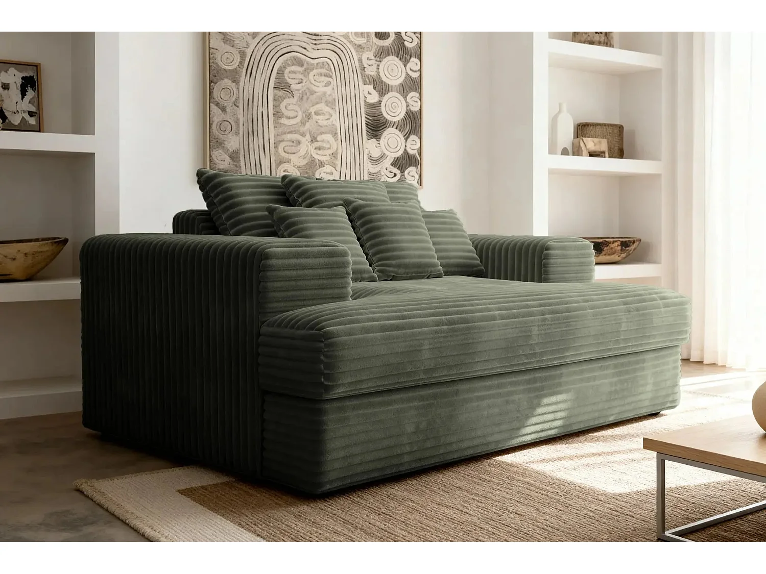 LISBONNE - Canapé droit 2 places - Vert olive